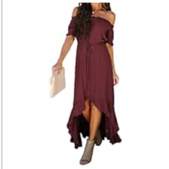 Off the shoulder high low flowy dress size medium - Picture 3 of 3